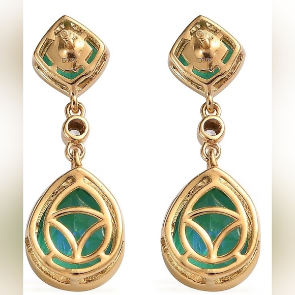 BRAZILLIAN PEACOCK QUART DROP EARRINGS - Picture 5 of 5